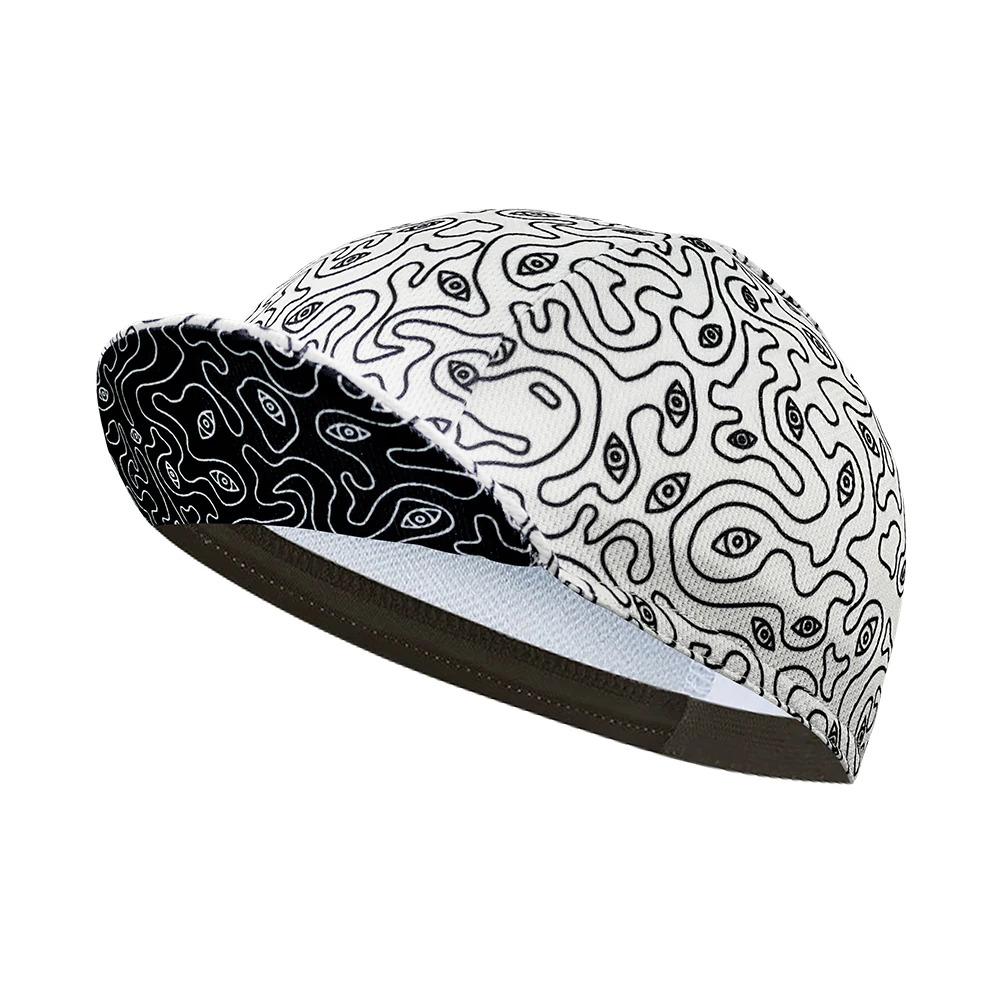 Classic cycling cap, polyester sweat absorbent, black and white, popular