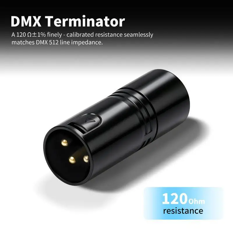120Ohm 3-Pin XLR/DMX Terminators Audio Converter 3Pin XLR Terminators Connector For Lighting And Audio Systems Signal Integrity