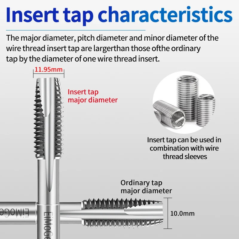 EiMoGe HSSE-M35 JIS Standard Insert Spiral Pointed Tap STI ST M1.6 M2 M2.5 M3 M4 M5 M6 M8 M10 M12Machine Screw Thread Taps