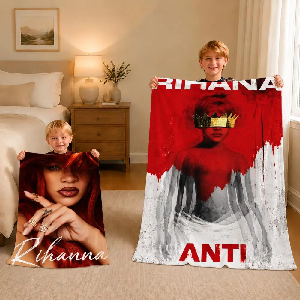 Singer glamorous Rihanna Throw Soft Plush Flannel Pet Blanket, Home Decor Cover for Sofa, Bed, Trip & Picnic
