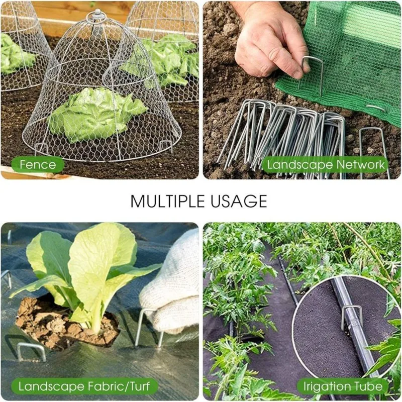 AS60-50PCS 15Cm Galvanized Garden Landscape Staples Stakes,Ground Stakes