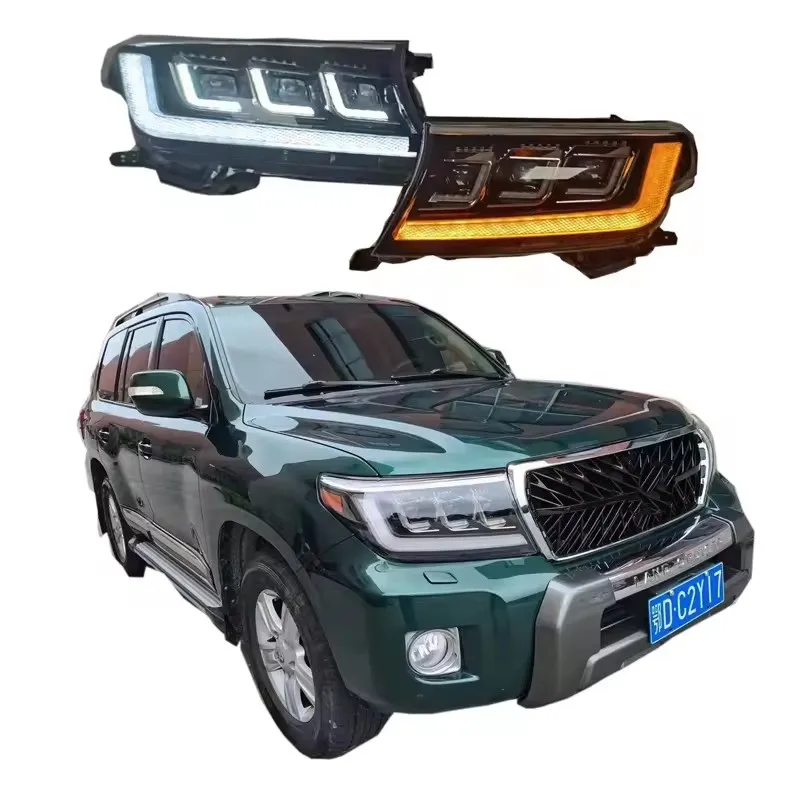 

Горячая распродажа! Новые фары для Land Cruiser LC200 FJ200 2008-2015, светодиодные фары с ангельскими глазками.