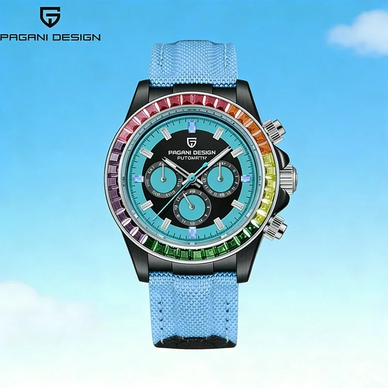 PAGANI DESIGN 40MM Men's Rainbow Circle Watch Multi-Functional Automatic Luxury Timepiece with Sapphire Glass Waterproof