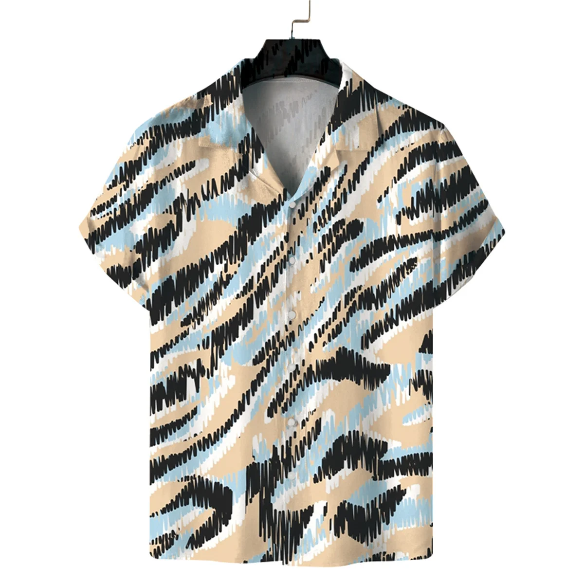 

Men's Leisure Stripes Print Hawaiian Shirt Man Beach Casual Shirts Short Sleeves Comfortable Graphic Elegant Oversized Blouses