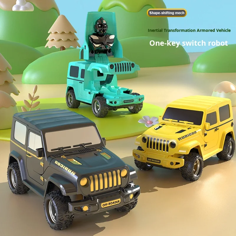 Kids Inertia Jeep Wrangler Toy Car Collision Deformation Off-Road Vehicle No Battery Push Car Durable Children Gift