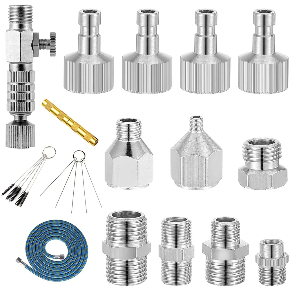 

16PCS Airbrush Adapter Set Airbrush Adapter Quick Release Connector Airbrush Spray Cleaning Tool for Air Compressor