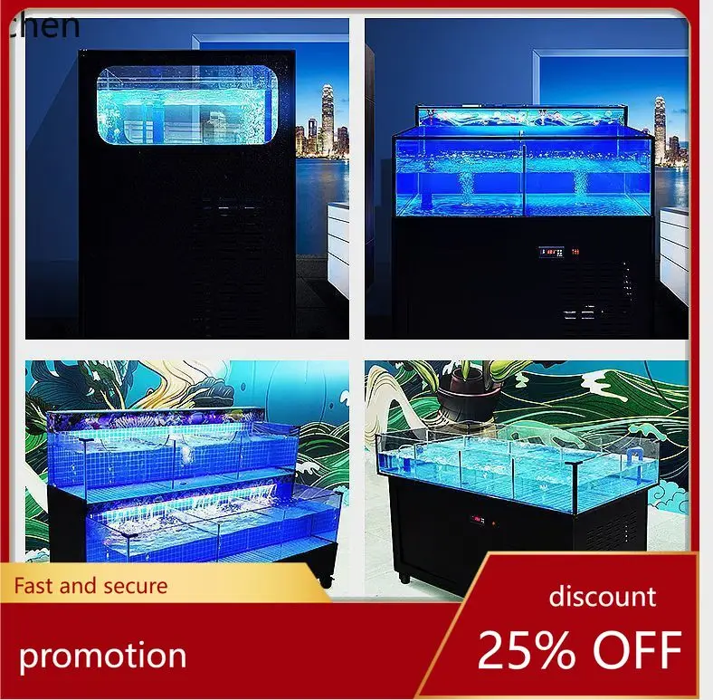 

ZML Seafood Tank Shellfish Seafood Tank Pool Mobile Commercial Refrigeration All-in-One Machine Restaurant Seafood Fish Tank
