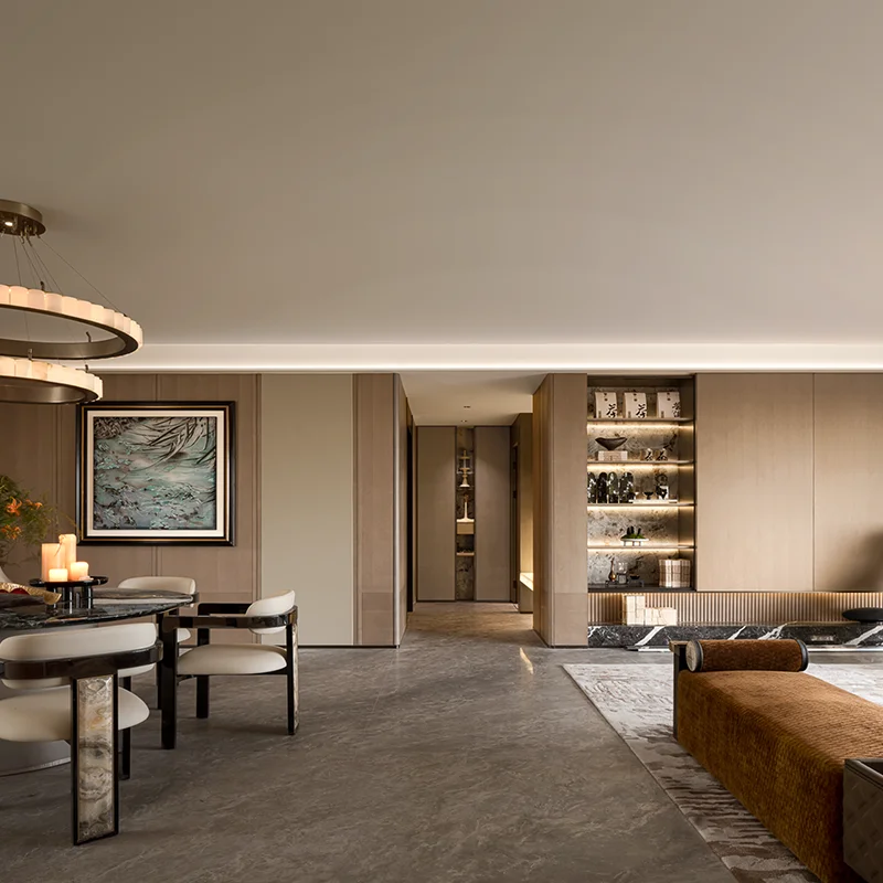 

High end villa luxurious decoration living room dining table bookshelf wardrobe customized complete set of furniture