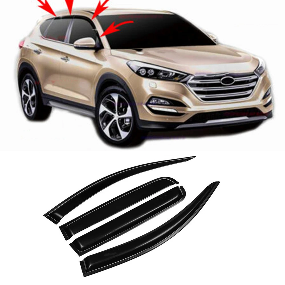 For Hyundai Tucson 2015 2016 2017 2018 2019 2020  Side Window Visor Sun Rain Deflector Guard Awnings Shelter Adhesive Cover Trim