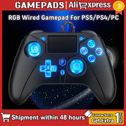 Bonadget wired Controller For Ps5 Ps4 Consolas , Compatible For Ps5/Pc, 6-Axis Gyro Dual Vibrate Hall Effect RGB Gamepads