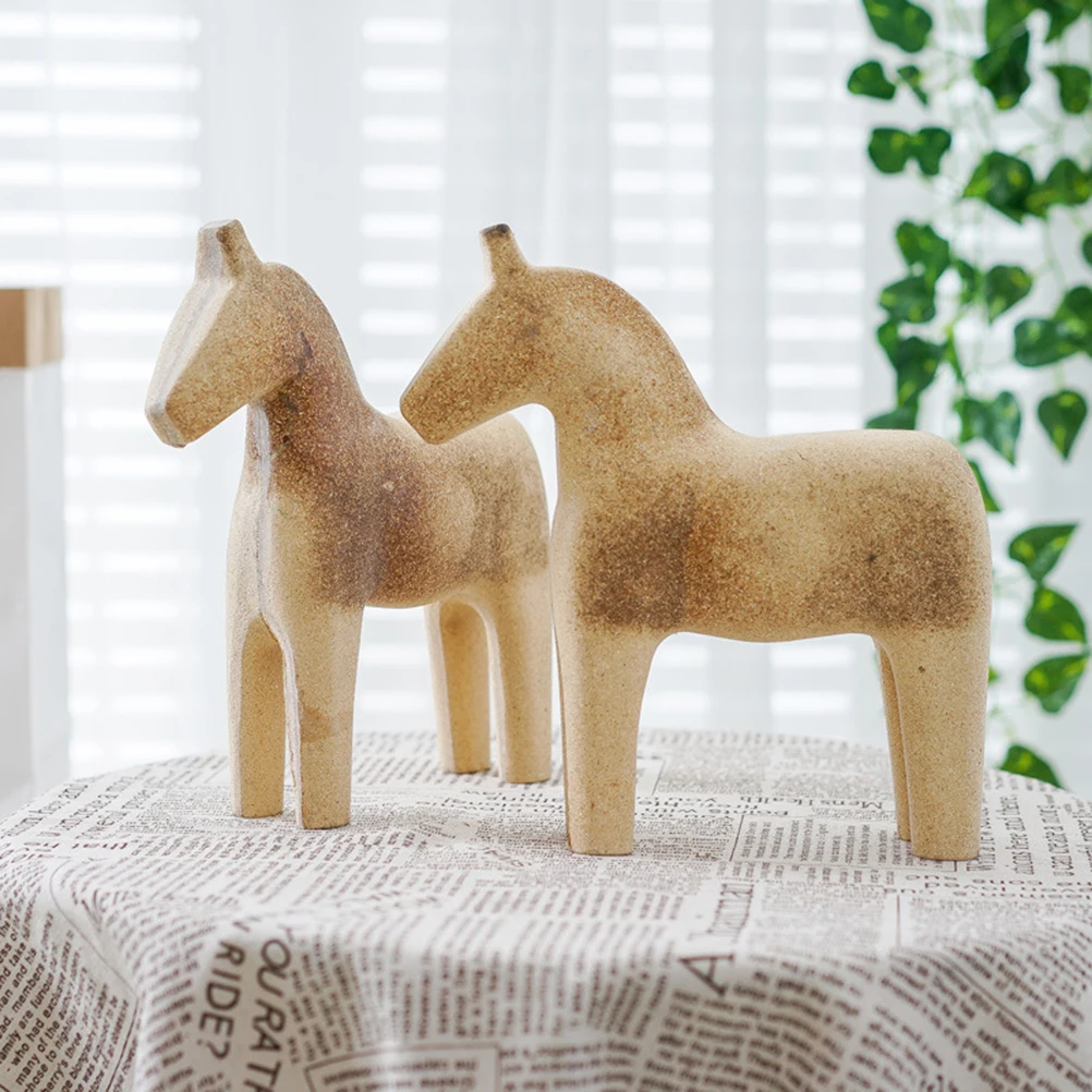 

1 Pair Diy Wooden Animal Ornament Unfinished Horse Shape Craft For Desktop Decor Home Office Gift Wood Carving Kit Handicraft