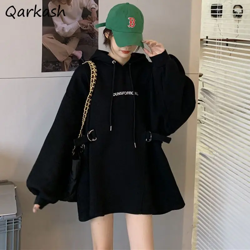 

L-4XL Hoodies Women Baggy Vintage Thicken Young Simple Letter Design Ulzzang Fashionable College Girls Unisex Couple Streetwear