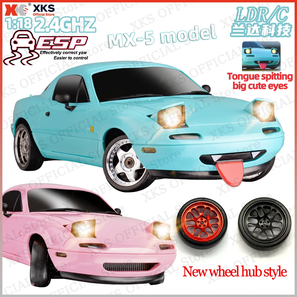 XKS LDRC LD1804 1/18 2WD RC Drift Car - 2.4G Anti-Interference Full Control with ESP Gyroscope & LED Lights RC Racing Toy