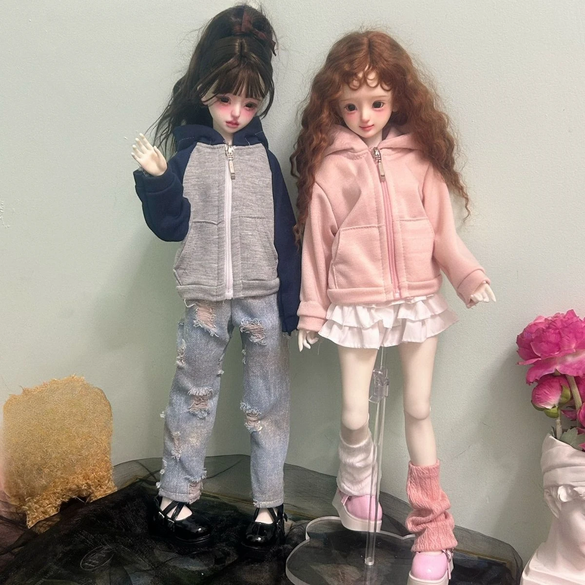 

New 1/4 Doll's Clothes Suit for 45cm Bjd Doll Hoodie Top Jacket,skirt or Jeans Casual Clothing Dress Up Doll Accessories,No Doll