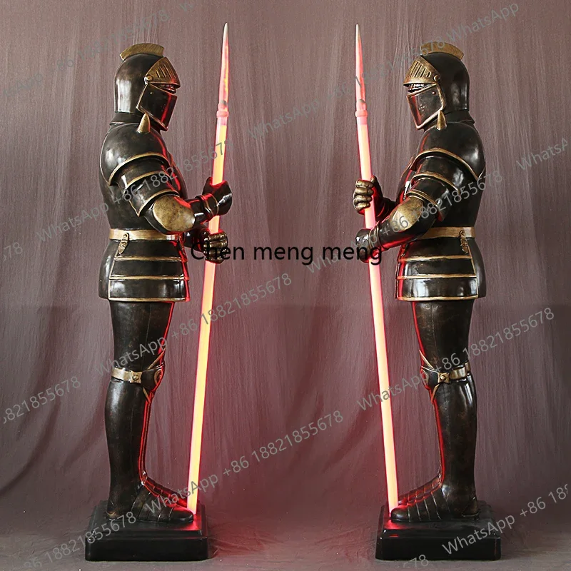 New arrive Medieval Samurai Ornament Armor Bar Club Creative Art Sculpture Roman Plaster Statue