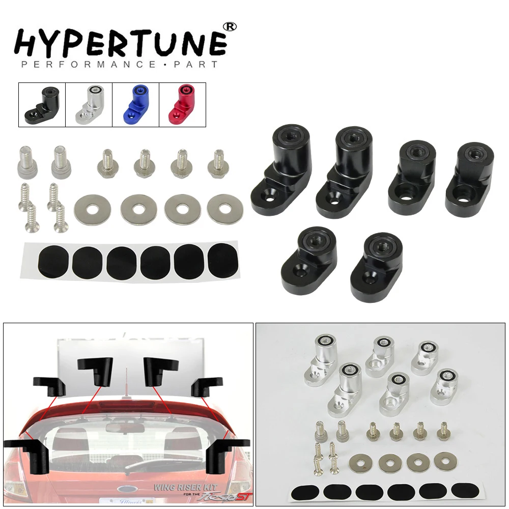 Hypertune - For 14-on Ford Fiesta ST Billet T-6061 Anodized Aluminum Bolt-on Rear Wing Spoiler Hatch Riser Lift Extension WSR02