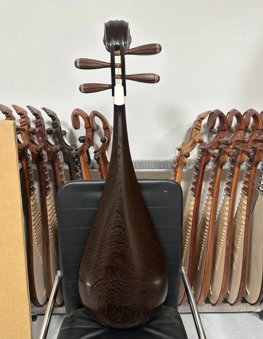Vintage Finish Wenge Wood Pipa, Traditional Chinese 4 String Lute Stringed Instrument