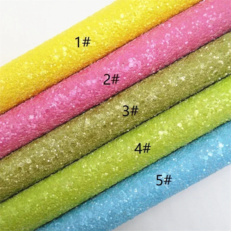 30X134CM Mini Roll Spring Matt Chunky Glitter Faux Leather Felt Backed Glitter Accents Hair Bow Supplies Craft Leather W699