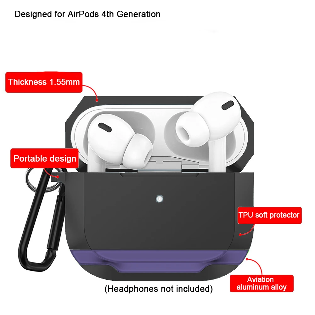 Caso do fone de ouvido para airpods 4 caso do fone de ouvido à prova de choque capa protetora de corpo inteiro proteção contra queda capa de fone de ouvido para airpods 4
