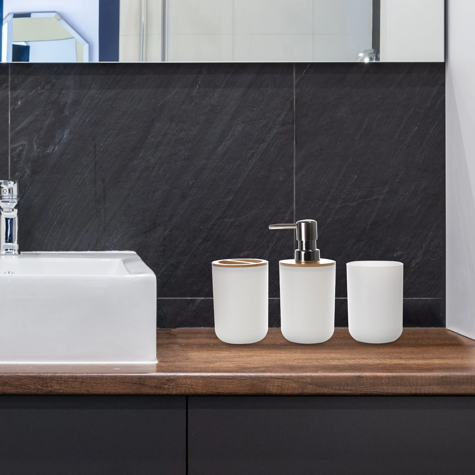 

1Set Bathroom Set White Toothbrush Storage Cup Soap Tray Lotion Bottle Sanitary Bathroom Supplies Personal Washing Cup