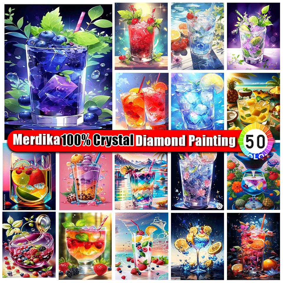 

Zipper Bag 100% Crystal Diamond Painting Drinks Scenery Full Drill Diamond Embroidery Landscape Handicrafts Gift Home Decor