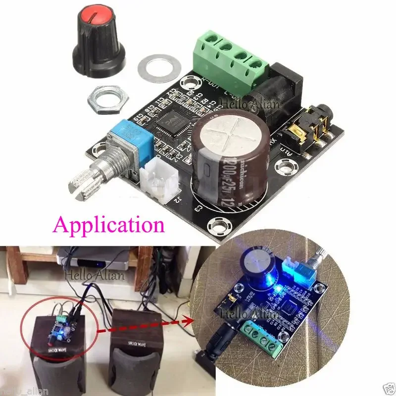 DC12V Mini D-Class Dual Channel Digital Audio Power AMP Amplifier Board 15W+15W Power Module