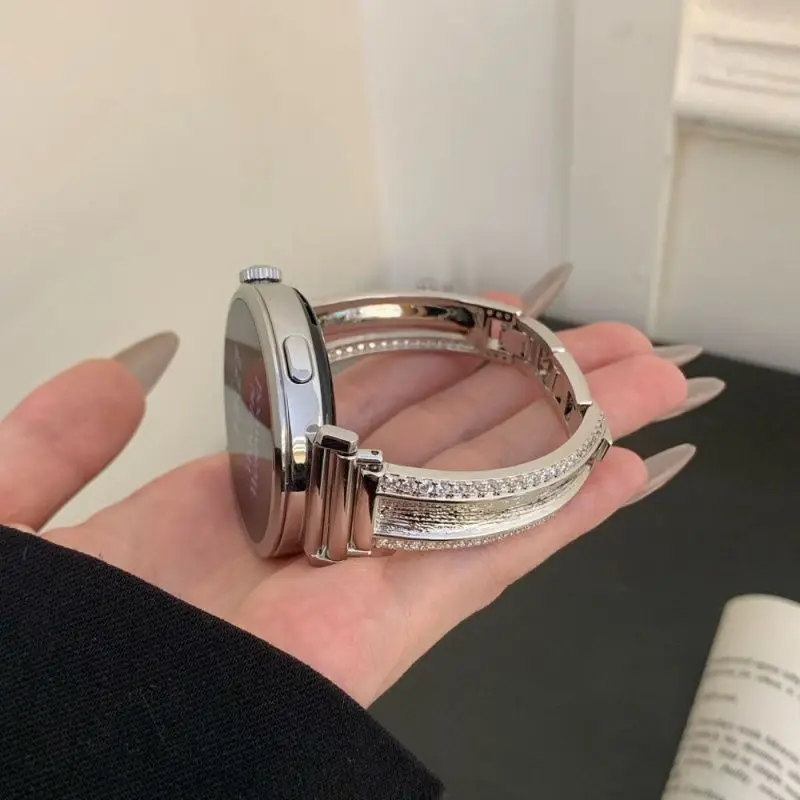 フランス製のブラッシュドメタルジルコンを使用した、Huawei GT5/GT5 Pro/GT4/GT2/3/4 22mm/20mm/18mm対応のハンドメイド腕時計ストラップ