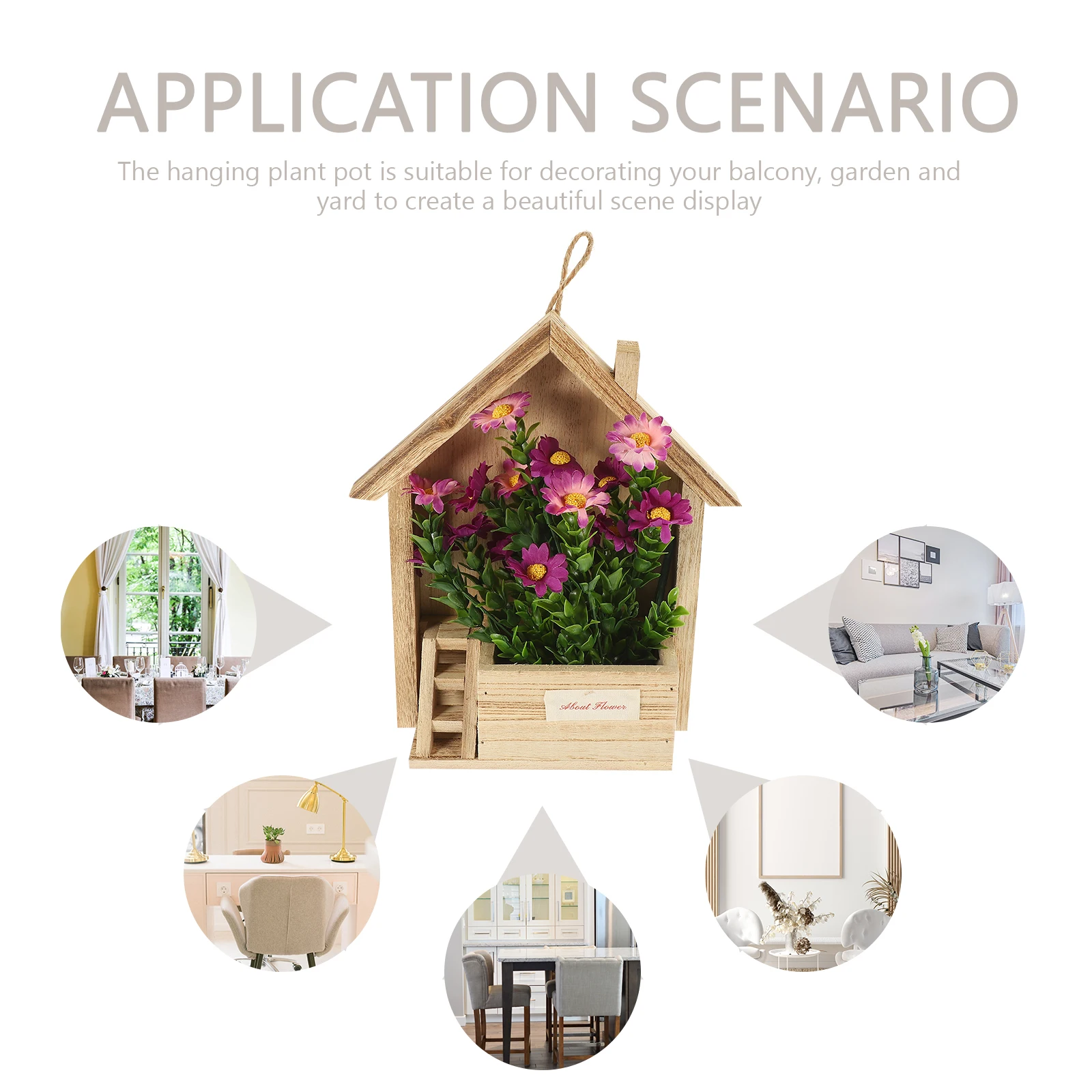 

3 Pieces Wall Hanging Flower Pots Decorative Basket European Style Wooden Planters Space Saving Design Artificial Flowers Home