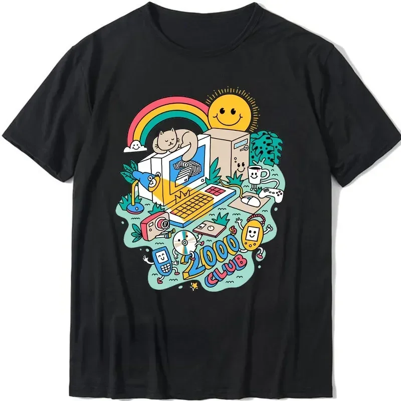 

Мужские летние дышащие быстросохнущие дизайнерские Забавные футболки Y2K в стиле 1920-х годов для клуба, винтажные пляжные Графические футболки с музыкой и солнцем, Новинка