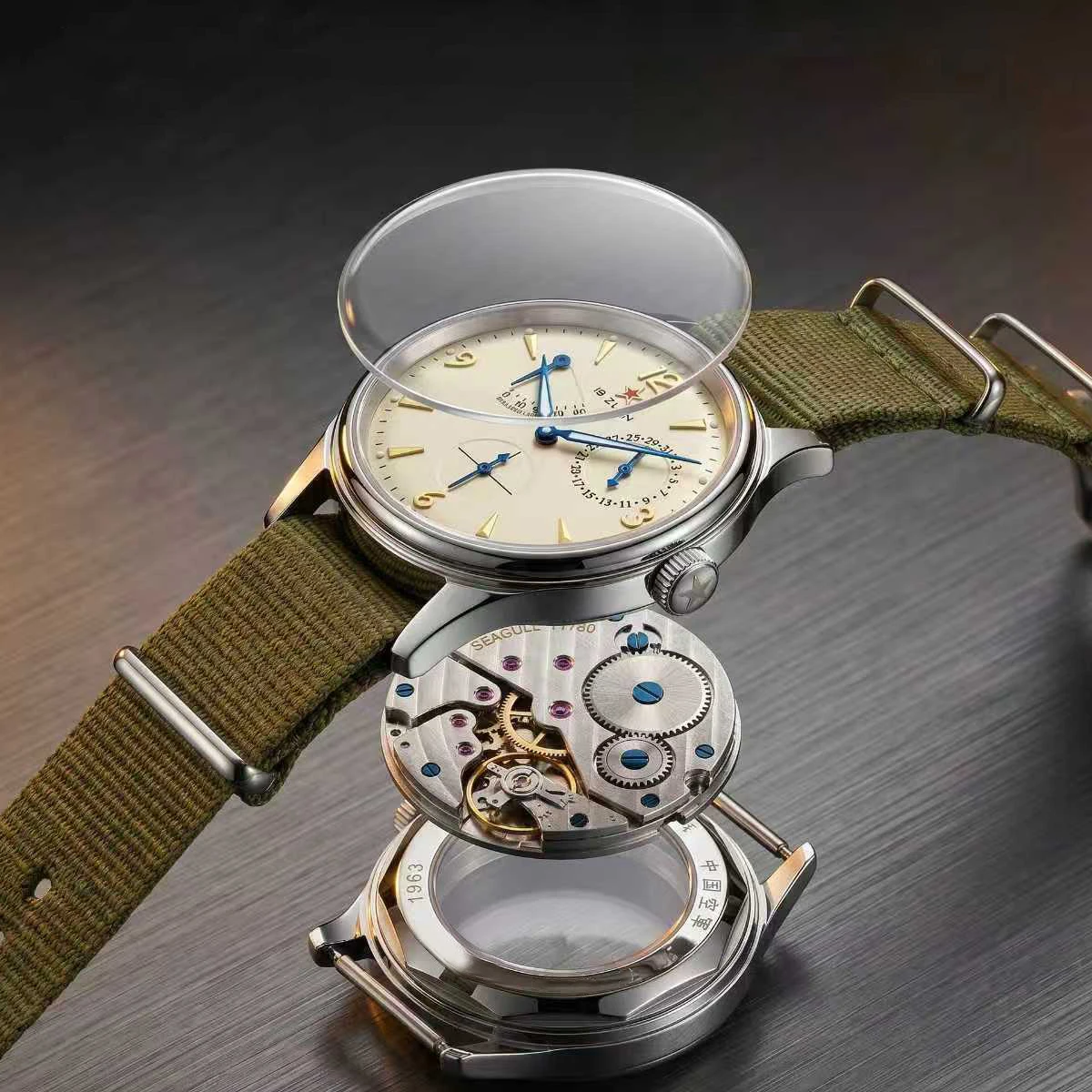 Reloj Vintage 1963 Retro Pilot Watch 40mm Men's Automatic Mechanical Seagull ST17 Sapphire Crystal Waterproof Wristwatch