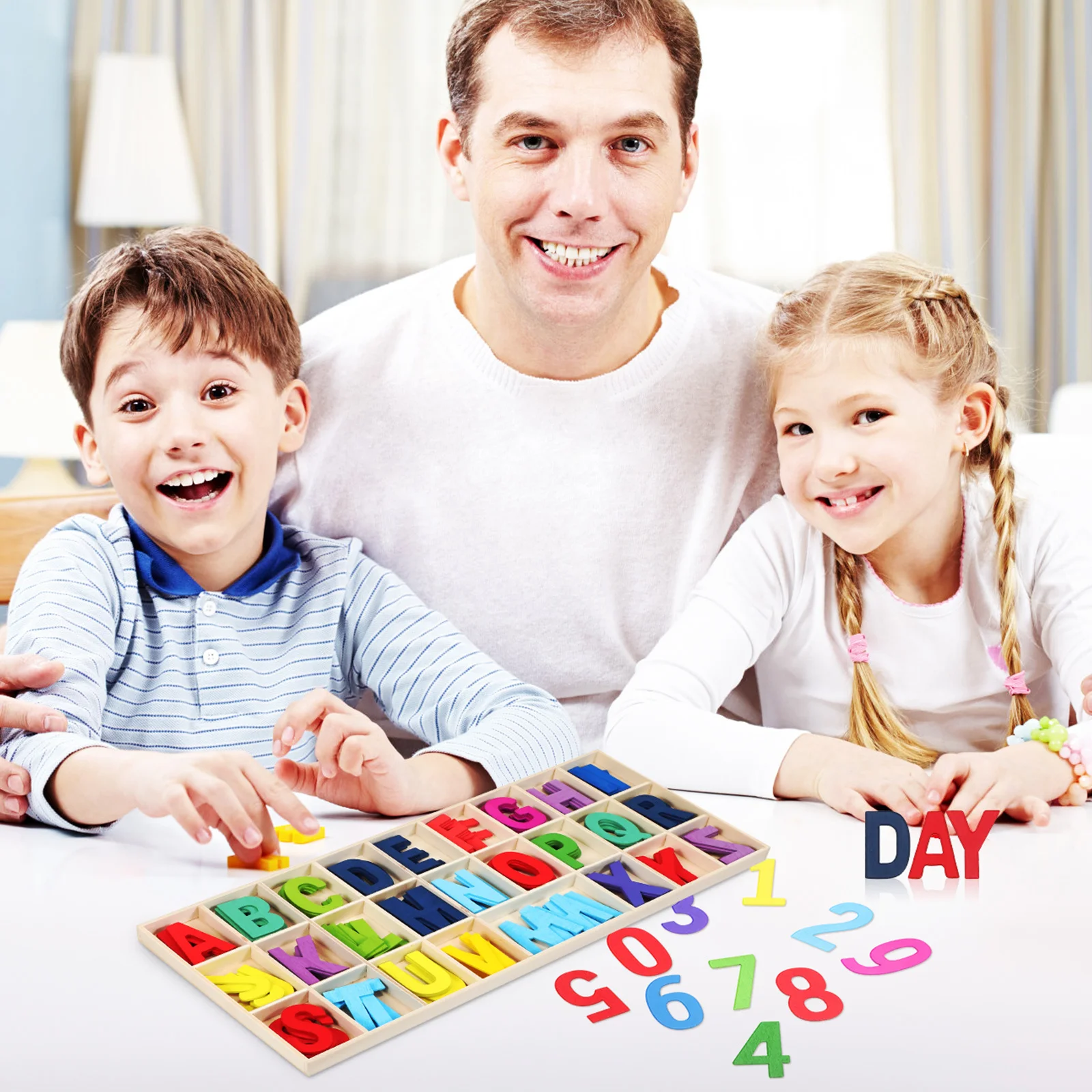 

1Set Wooden Alphabet and Colorful Early Learning Supplies Educational Spelling Letters Puzzle for Preschool