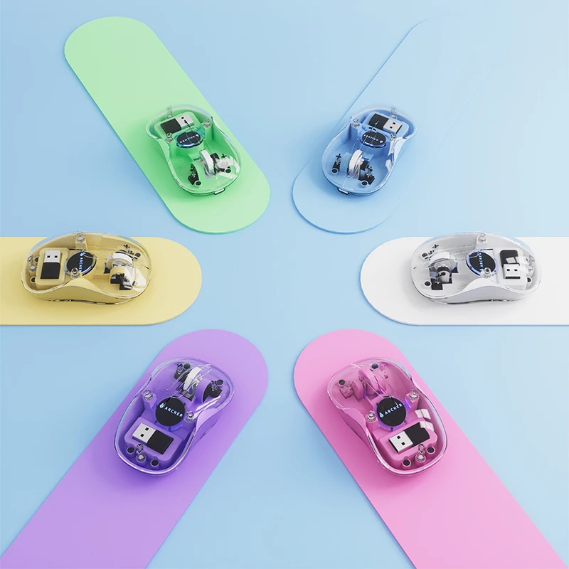 Transparent Dual Model Rechargeable Wireless Mouse with USB and Type-C 2 in 1 Receiver