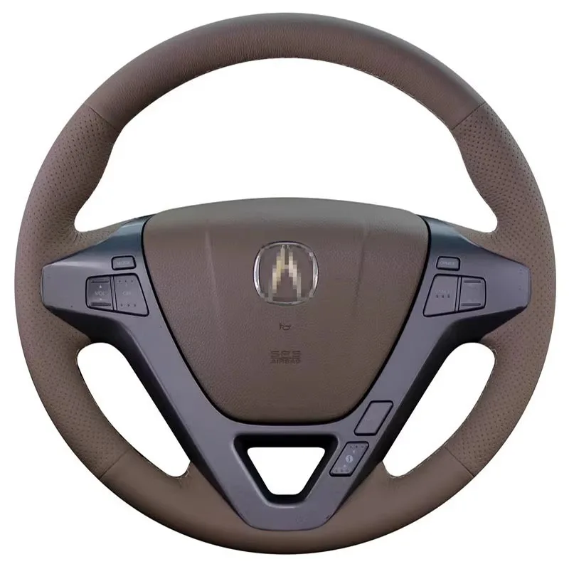 

For Acura MDX 2007-2013 Car Accessories DIY Hand Stitched coffee color non-slip Genuine Leather Car Steering Wheel Cover