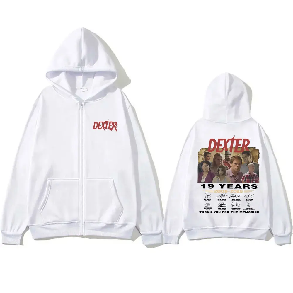 TV Play Dexter Morgan 19 Years Thrnk You for The Memories Zipper Hoodie Men Women Fashion Casual Cotton Zip Up Jacket Sweatshirt