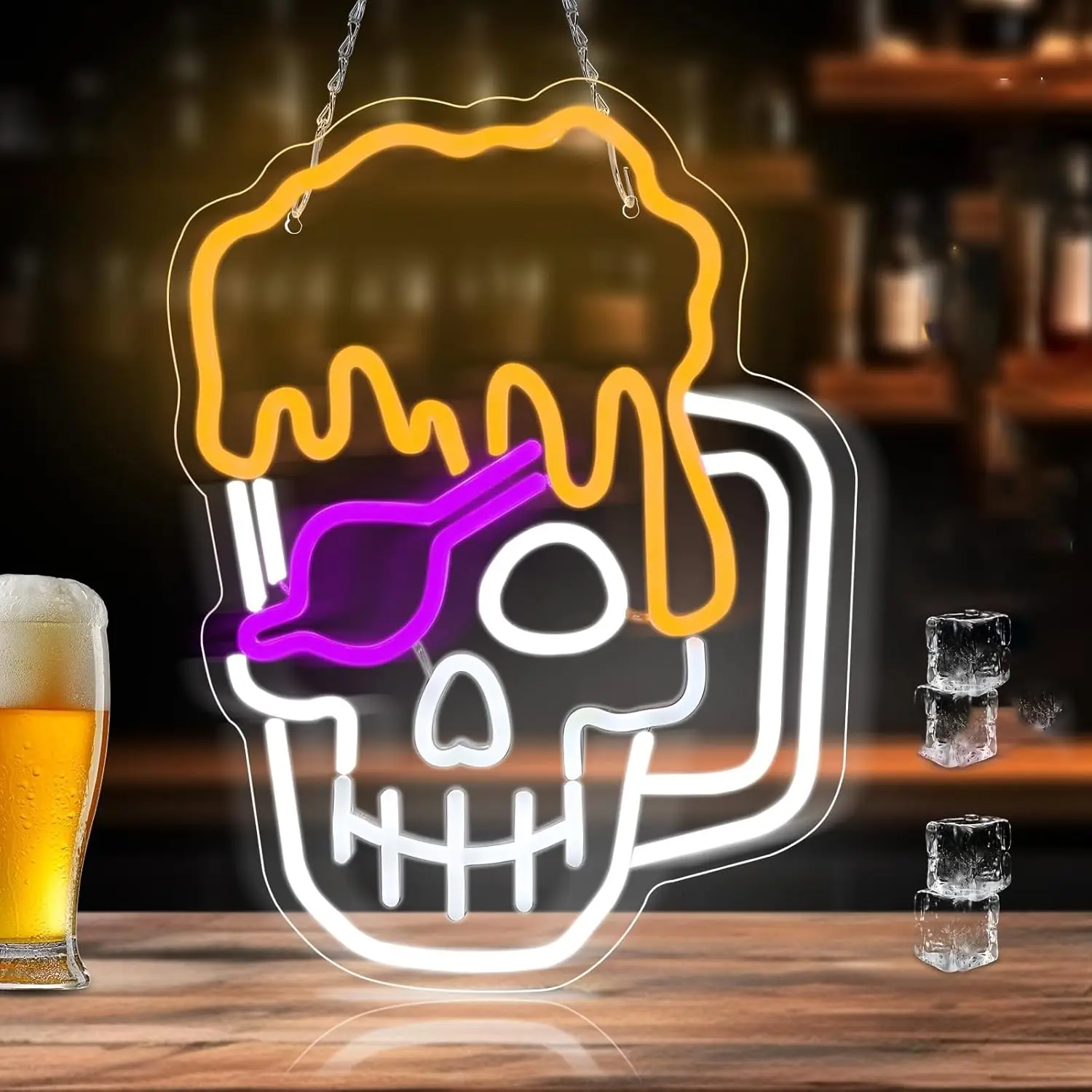 

Neon Wall Sign Dimmable Pirate Skull Beer Mug Neon Lights for Beer Bar Pub Game Room Man Cave Party Decor Aesthetics Draw Gifts