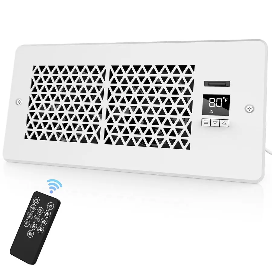 

Booster Fan for 4 x 10 Register Holes with Remote Control and Thermostat, 10Speeds Floor Vent Fans Booster Enhances AC Heatingam