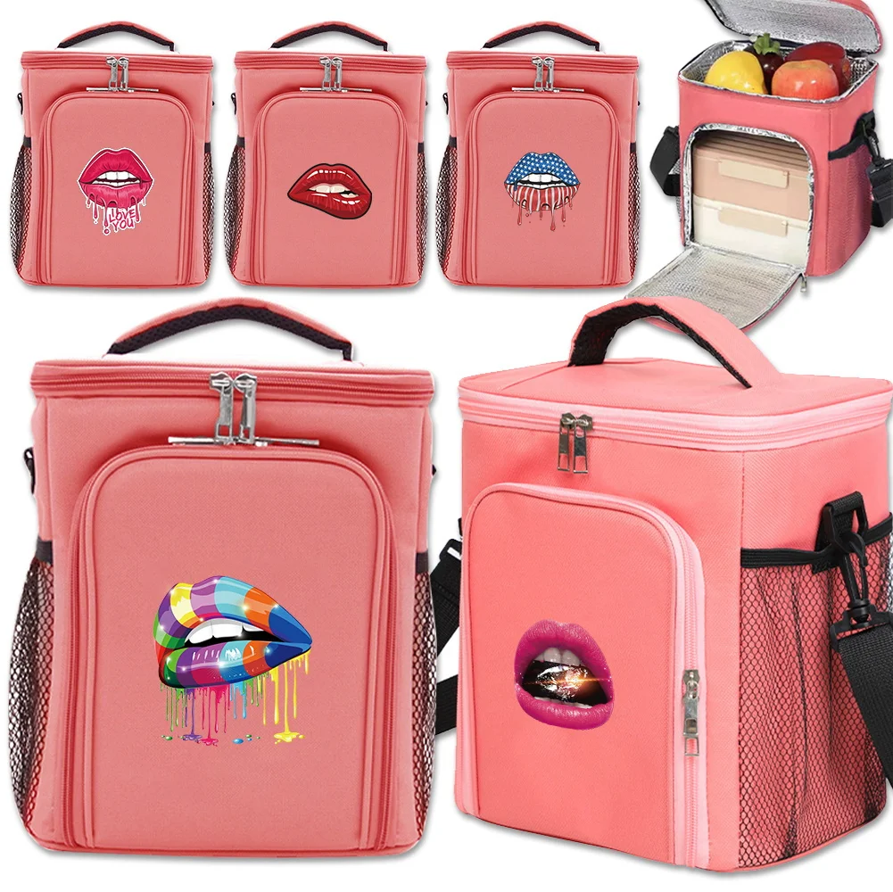 

Ice Pack Outdoor Camping and Picnic Organizer Box Fresh Food Delivery Container Mouth Printing Series Pink Refrigerator Bag
