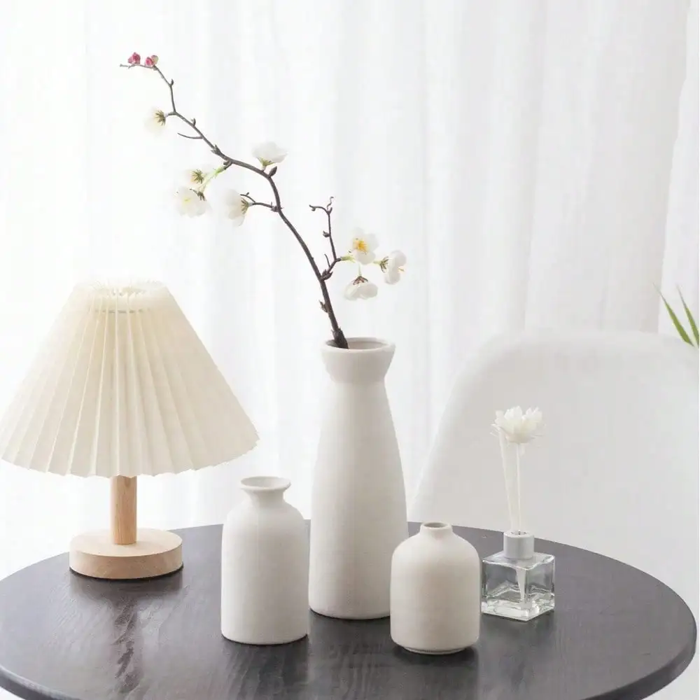 3pcs Bohemian Ceramic Vase Set, Modern Bohemian Farmhouse Home Decoration Vase, Living Room