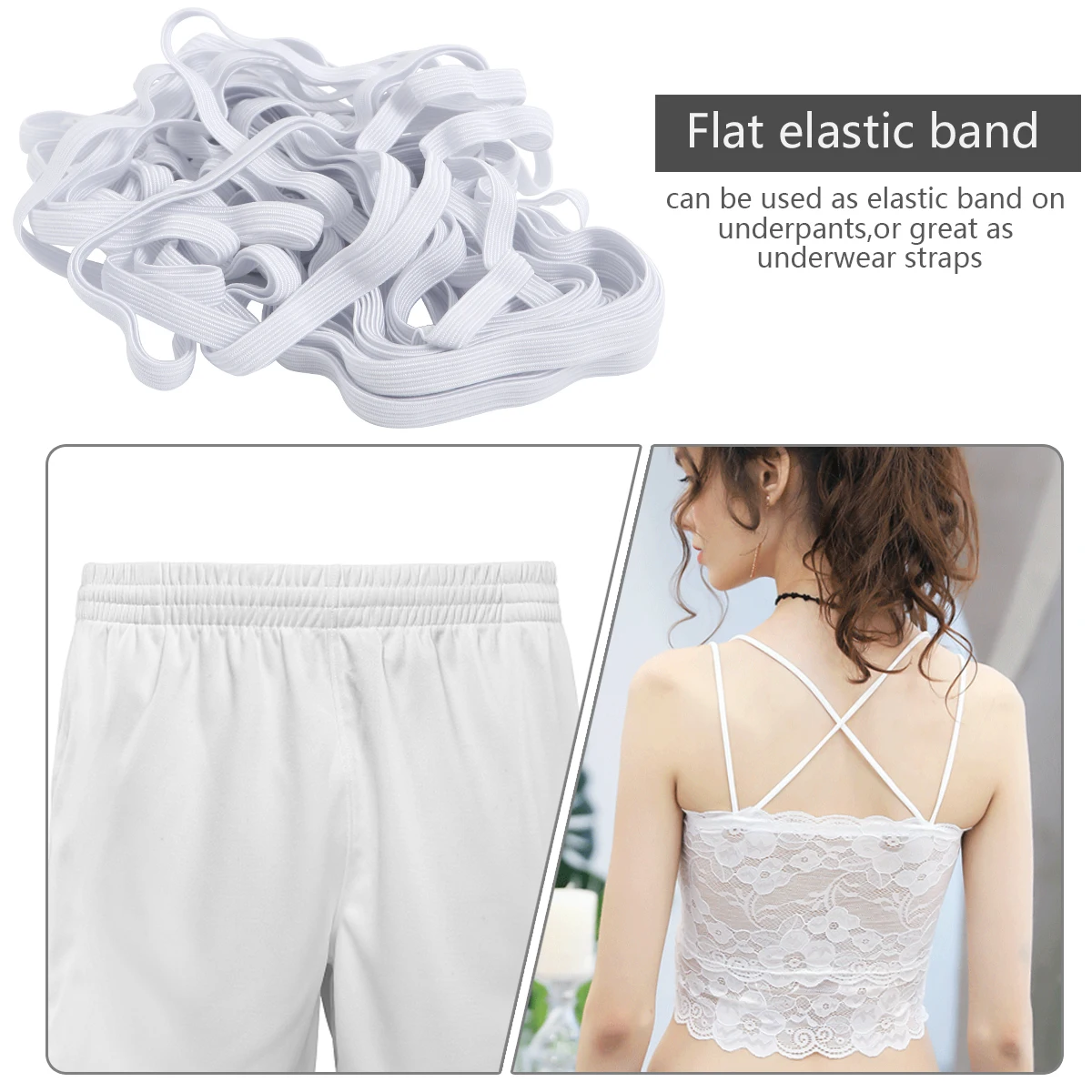 

2 Rolls Elastic Band Sewing Clothing Accessories Underwear Elastic Band DIY Garment Sewing Supplies (10 Meters Each Roll)