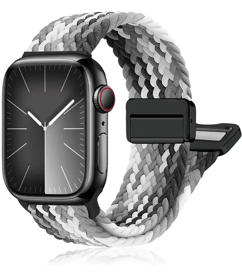 Geflochtene Schleife Magnetschnalle Band für Apple Watch Armband 45 mm 42 46 mm Ultra 2 49 mm 44 mm 41/40 mm Armband Serie 10 9 7 SE 6 8 5 4