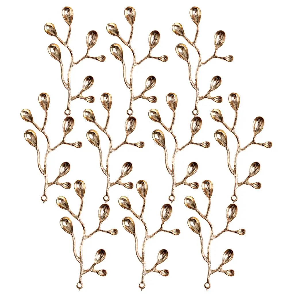 10x Branch Charms Pendants for Jewelry Making Hanging Decoration 5x3cm Gold image 2