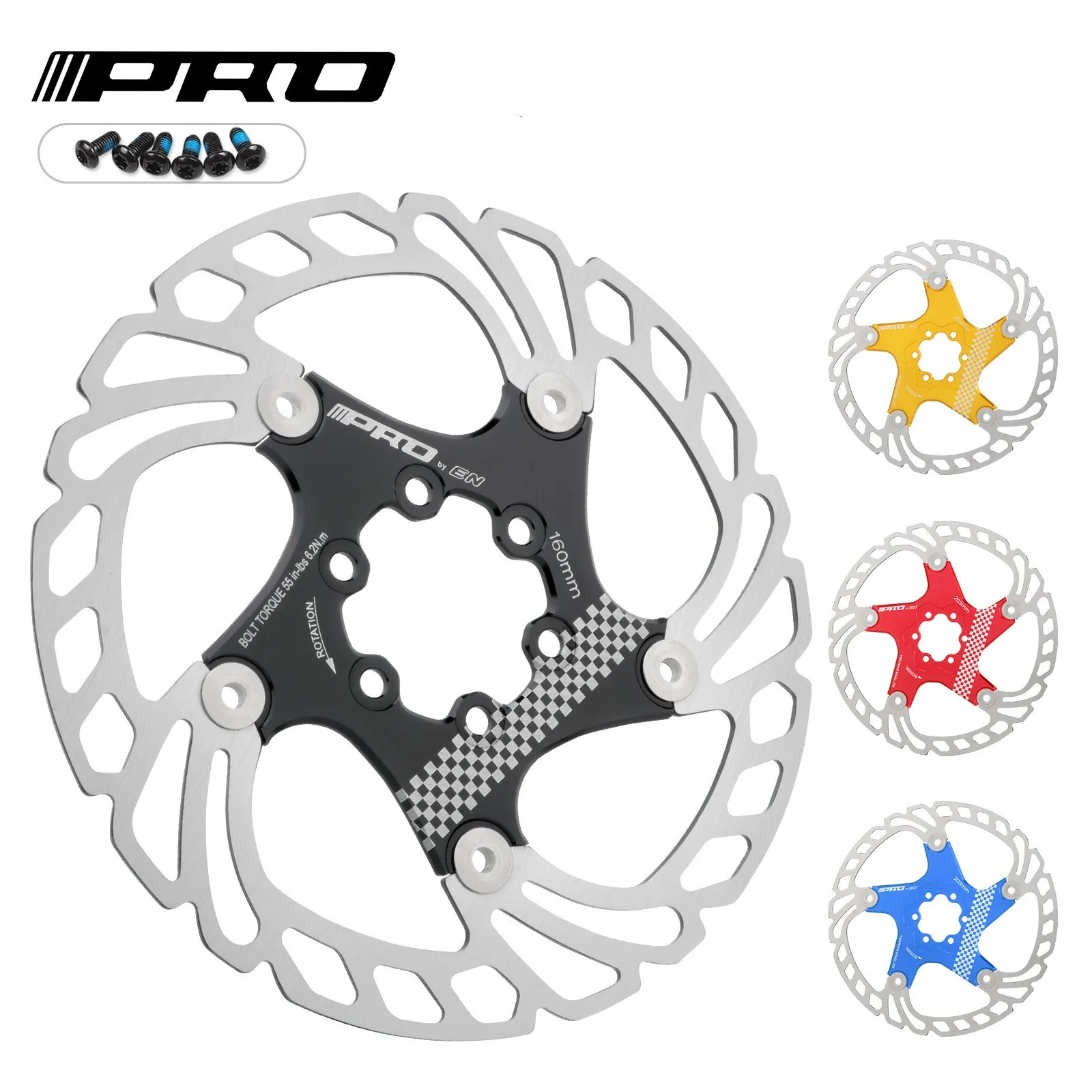 IIIPRO Mountain Bike Brake Disc 140mm 160mm 180mm 203mm Ultra-light Disc Brake Rotor Strong Heat Dissipation Brake Pads