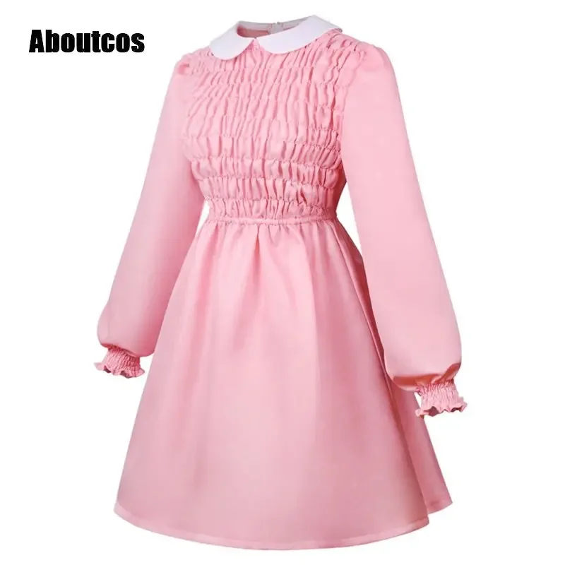 Aboutcos Stranger Cos Things 11 Cosplay Anime Costume For Women Pink Dress Outfits Fantasia Halloween Carnival Party Suit