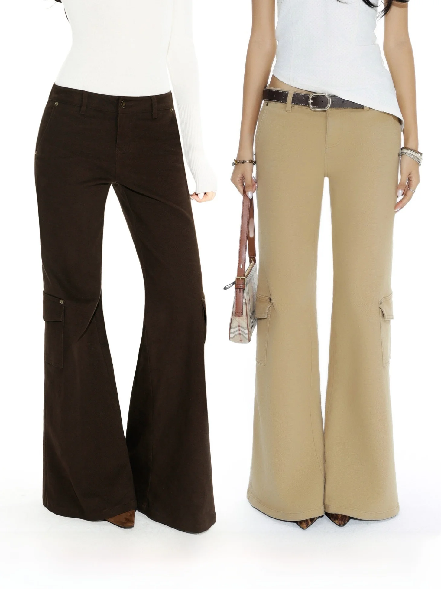 

Брюки-клеш Audwyn в стиле ретро с заниженной талией, осенне-зимние, новый дизайн, с эффектом утончения, повседневные, длинные