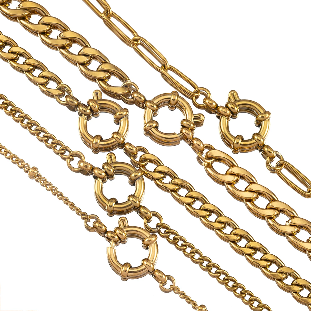 1PC Stainless Steel 45cm Basic Link Chian Bracelet Necklace Women Men Anchor Clasp Beads Chain Sailor Wheel DIY Jewelry Findings