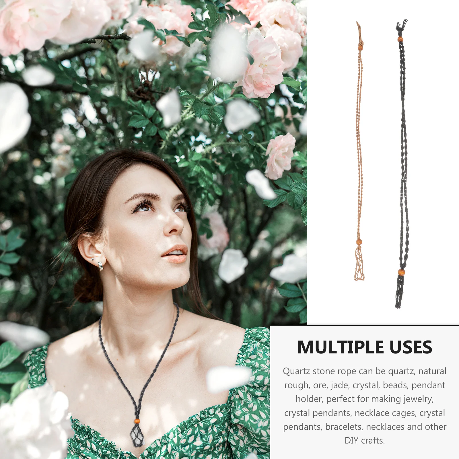 

2pcs Stones Necklace Cord Holder Hand-Woven Pendant Cage For Crystal Diy Jewelry Making Holder Necklace Accessory