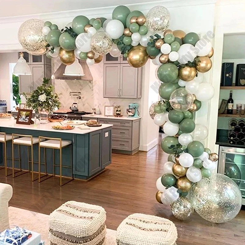 DIY Bean Green and White Balloon Garland Arch Kit for Baby Shower Bridal Shower Wedding Birthday Party Christmas Decoration