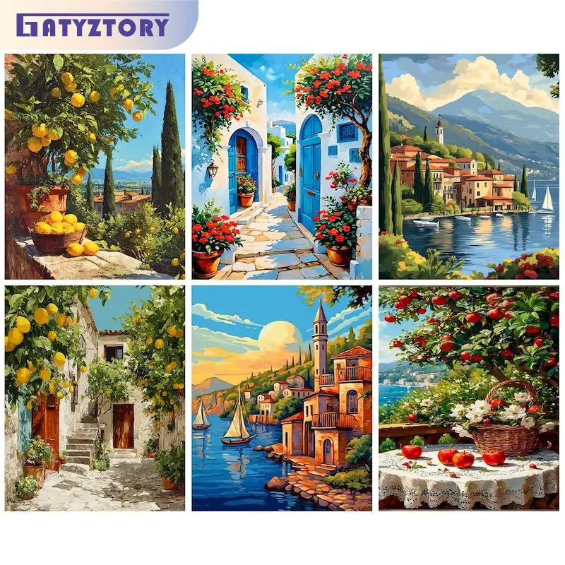

GATYZTORY Paint By Number Scenery Hand Painted Painting Art Drawing On Canvas Gift DIY Pictures By Numbers Tree Kits Home Decor