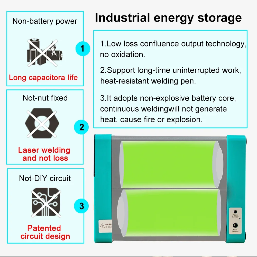 RDDSPON 14.5KW 801D Energy Storage Type Spot Welding Machine   110V-220V Battery Powered for Stainless Steel Iron Nickel Welding