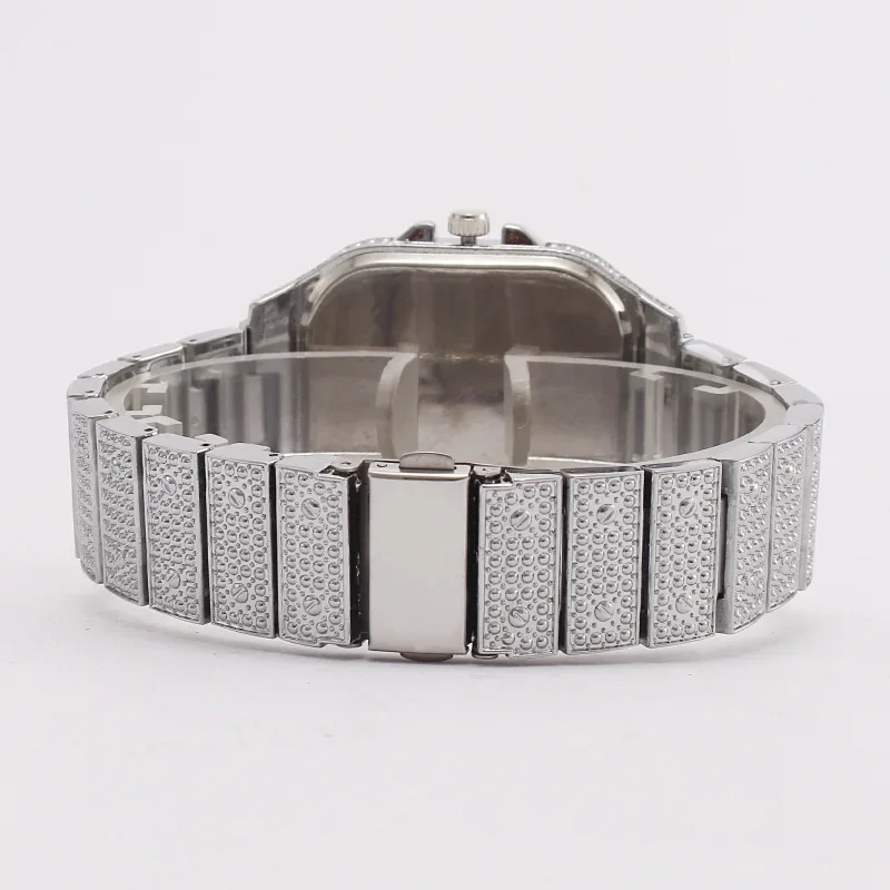 Business Men's Watch Men's Quartz Wristwatches Classic Fashion Clock Alloy Strap Full Diamond Art Roman Digital New Men's Watch